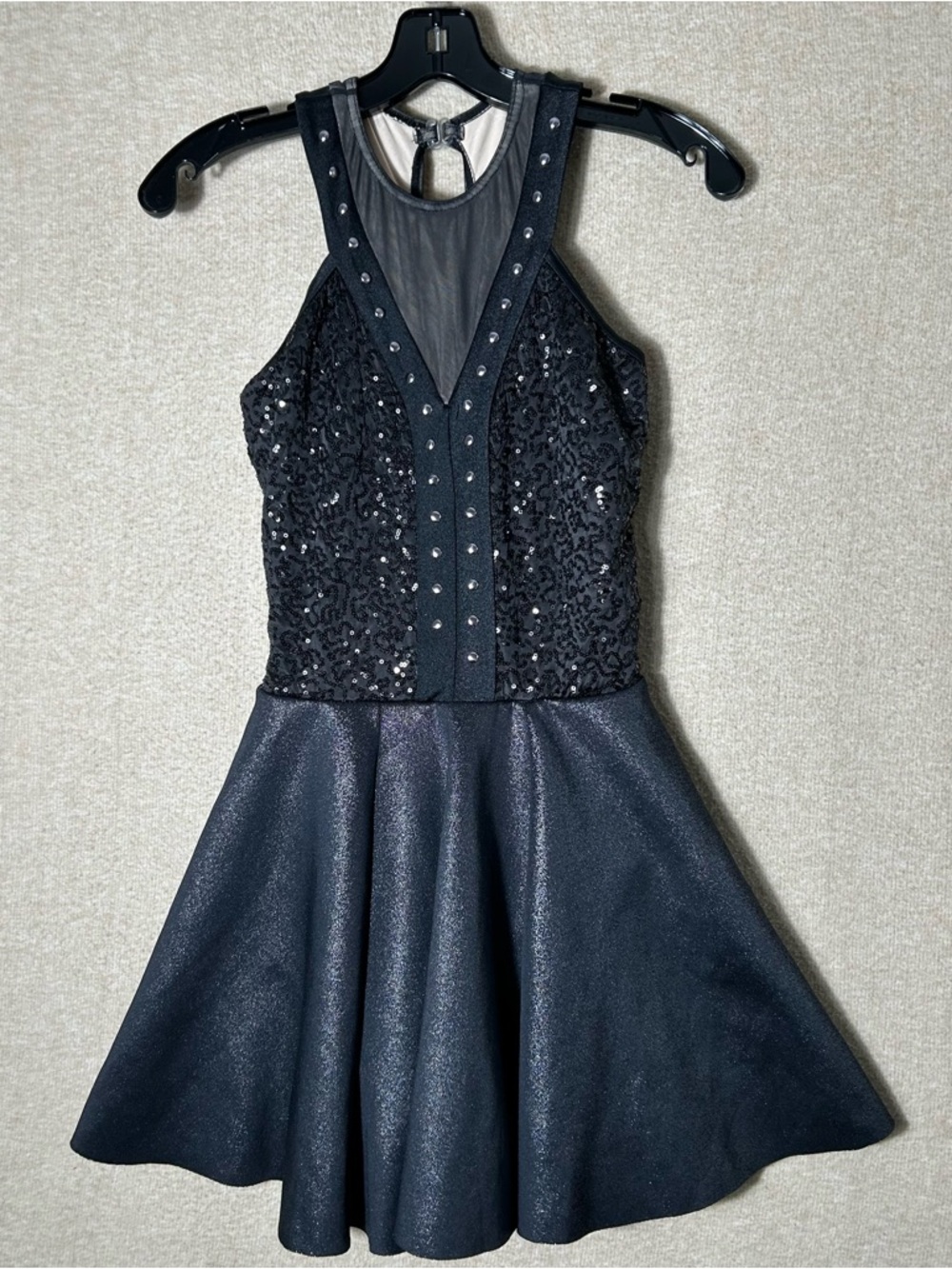 Weissman Dance Dress Costume SA Small Adult Black Studded Sequins Skater Musical - Picture 15 of 16